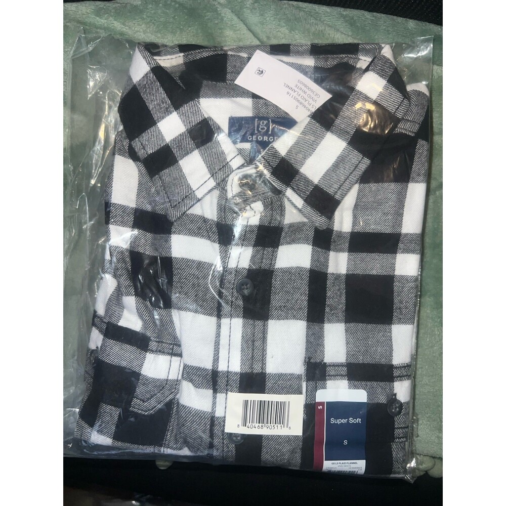 Black And White Plaid Style George And Sons Small Long Sleeve Button Up